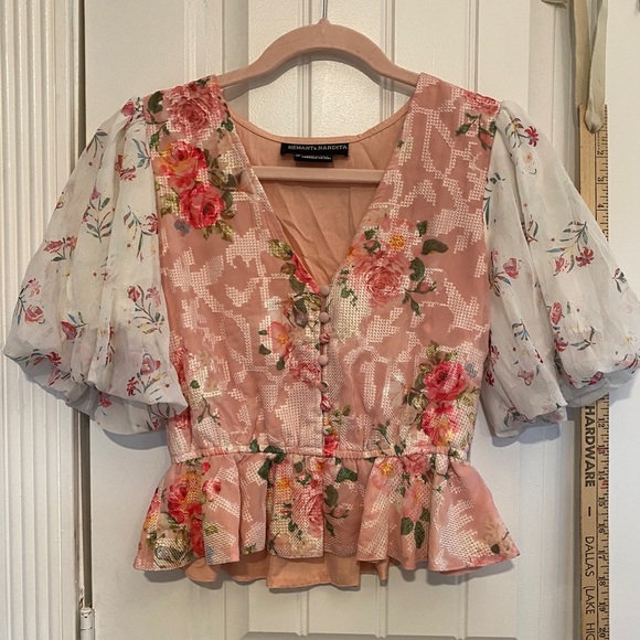 HEMANT & NANDITA Tops - Anthropologie Hemant & Nandita adorable chic crop blouse